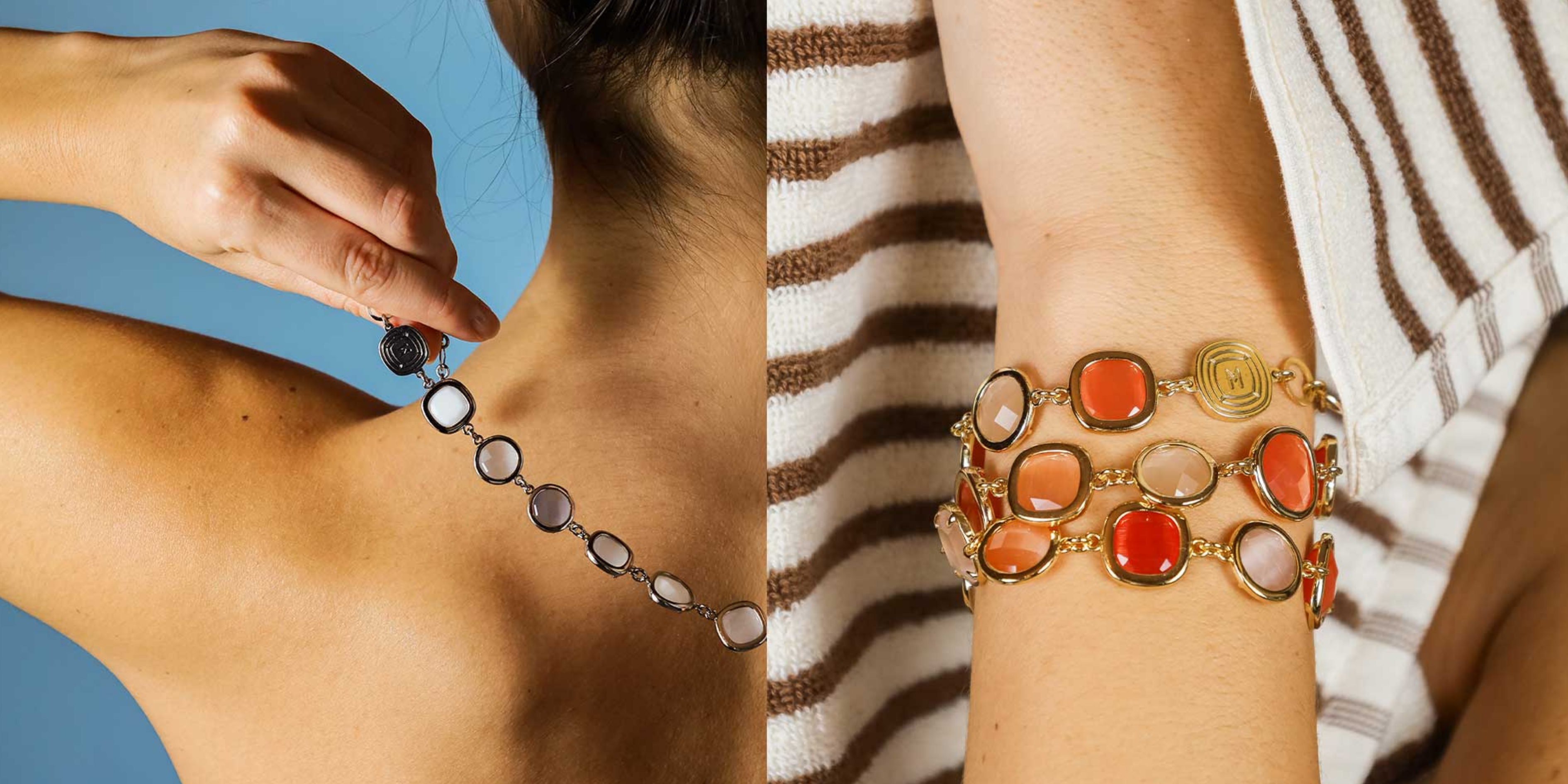 collana e bracciale con pietre colorate in versione estiva