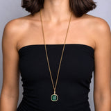 Collana Lunga Tile Smeraldo Oro
