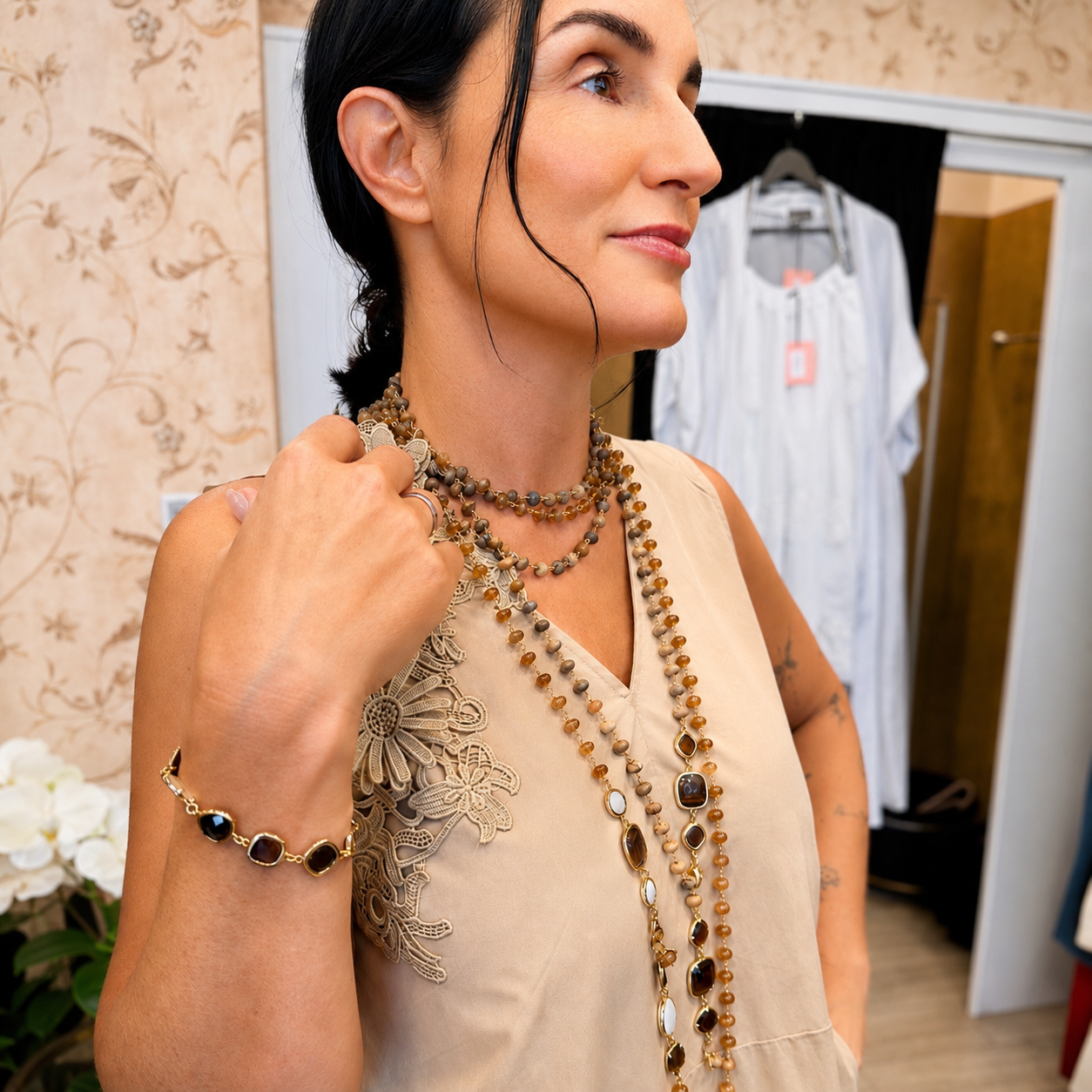 Collana Rosario Nocciola Screziato Katia