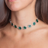 Choker Carrè Smeraldo Argento