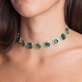 Choker Rond Carrè Bottiglia e Smeraldo Argento
