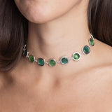 Choker Rond Carrè Bottiglia e Smeraldo Argento
