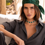 Choker Carrè Smeraldo Argento