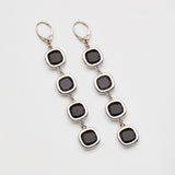 Orecchini Grid Nero Argento