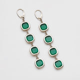 Orecchini Grid Smeraldo Argento