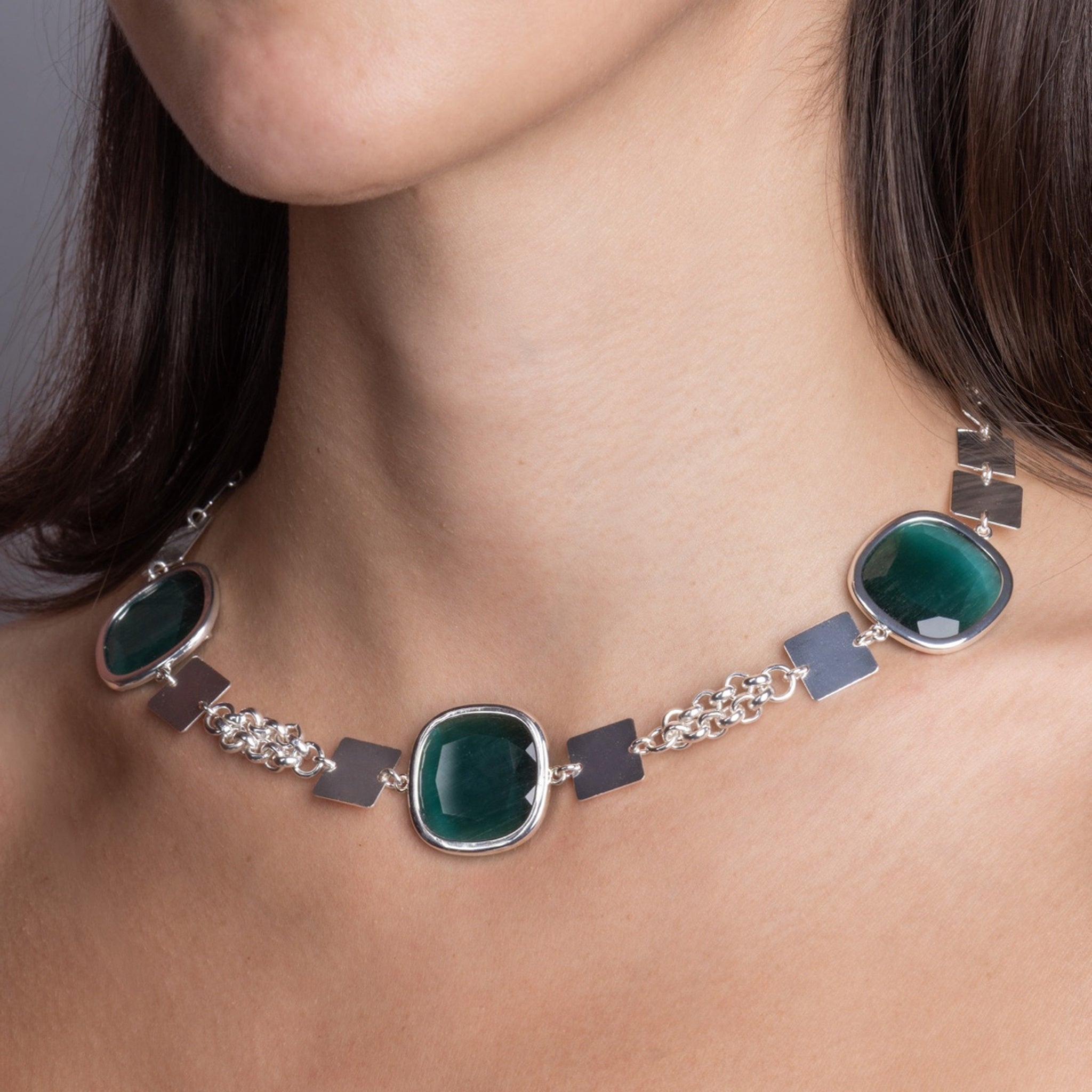 Girocollo Switch Smeraldo Argento