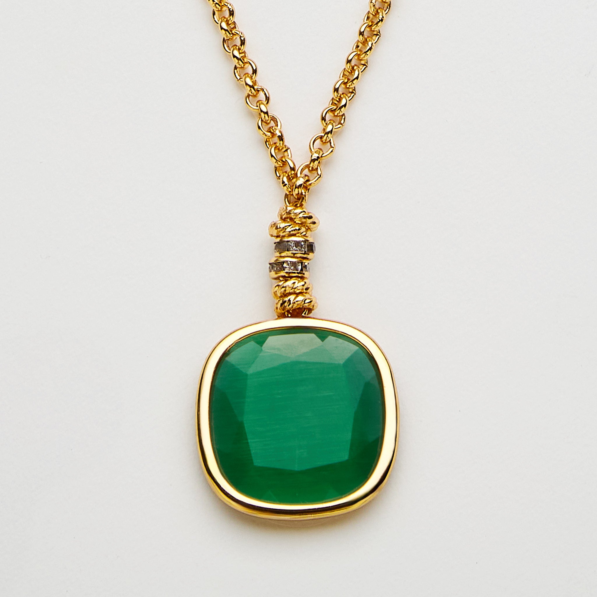 Collana Lunga Tile Smeraldo Oro