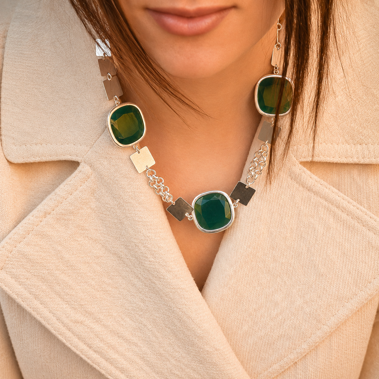 Girocollo Switch Smeraldo Argento
